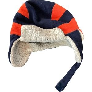 Toddler Boy’s Winter Trapper Hat Sherpa Blue and Orange Ear Flaps